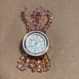 Strada Crystal Bead Rose Gold-Tone Beaded Watch Necklace